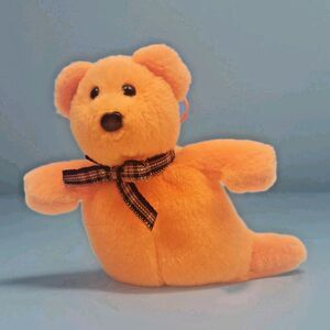 Ty Halloweenie Beanies 4" Haunted  Orange Bear Ghost  Shivers  Beanbag Plush